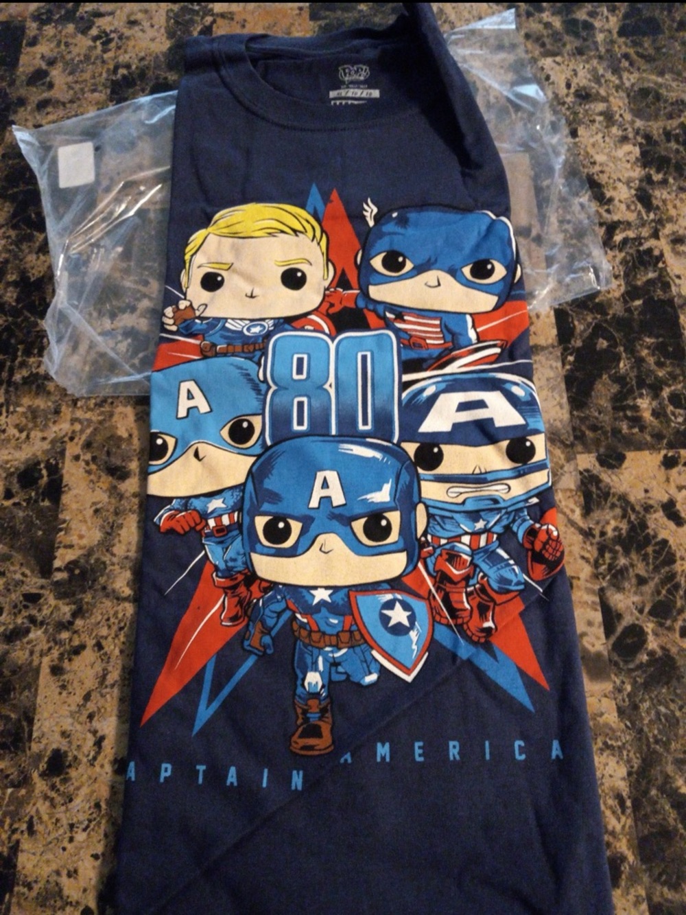 Funko Captain America Kids Costume Shirt - Navy Blue with Red & White Accents